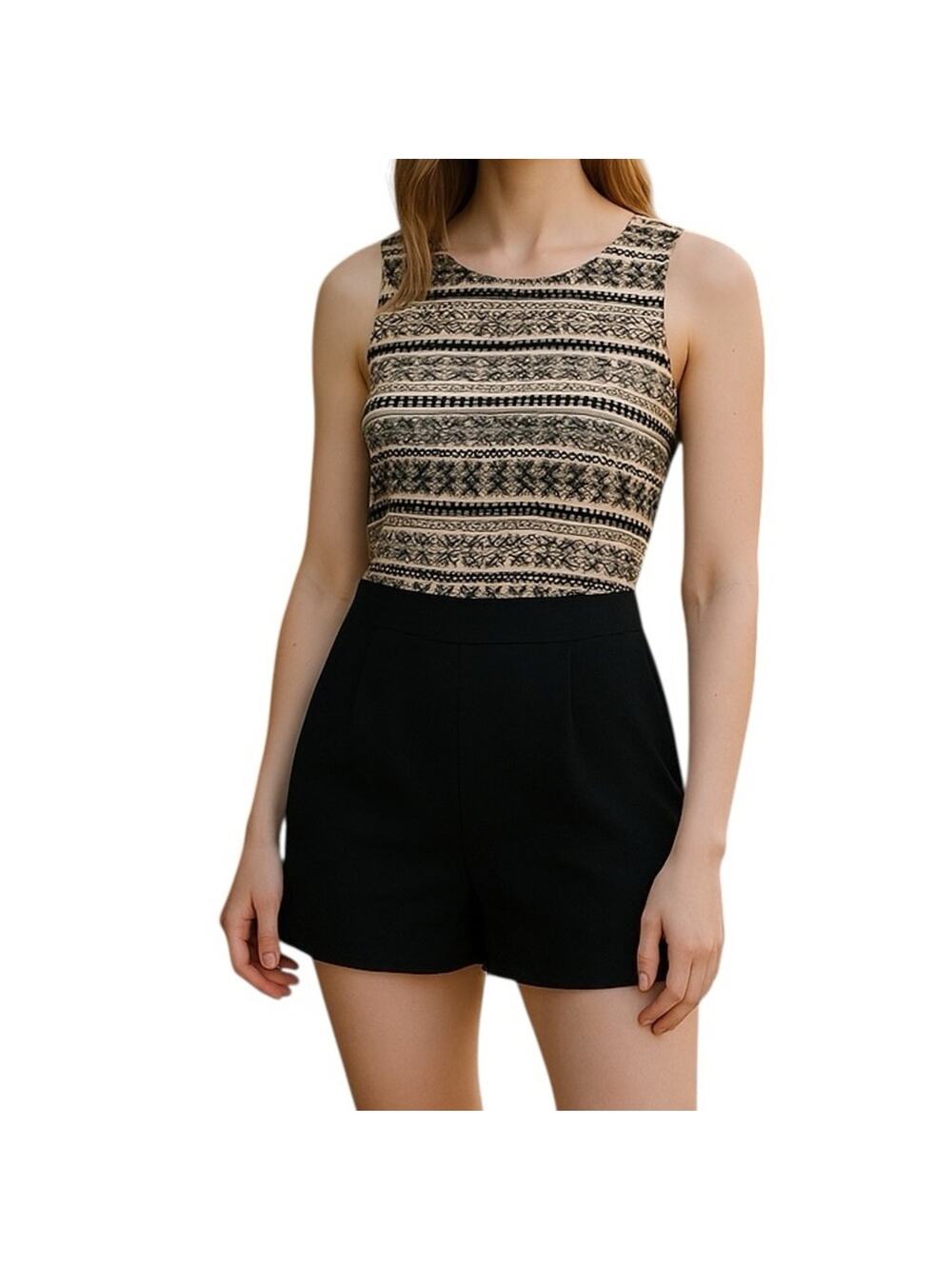 Anthropologie Drew Romper NWT Size 2 Black Cream Colorblock Resort Chic